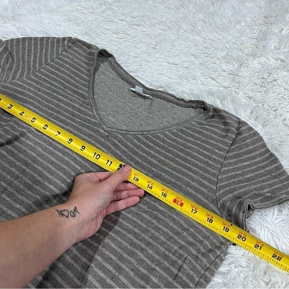 PureJill Womens Cotton Vneck Maxi dress Tan stripe S/S dress Size Medium - Picture 5 of 11